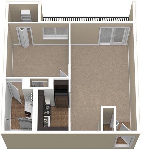 Floor plan for 1 bed, 1 bath, 562 sqft
